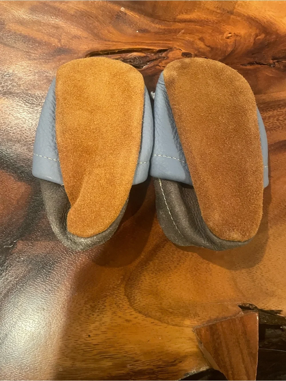Baby Mountain Leather Slip-On Moccasins in Light Blue